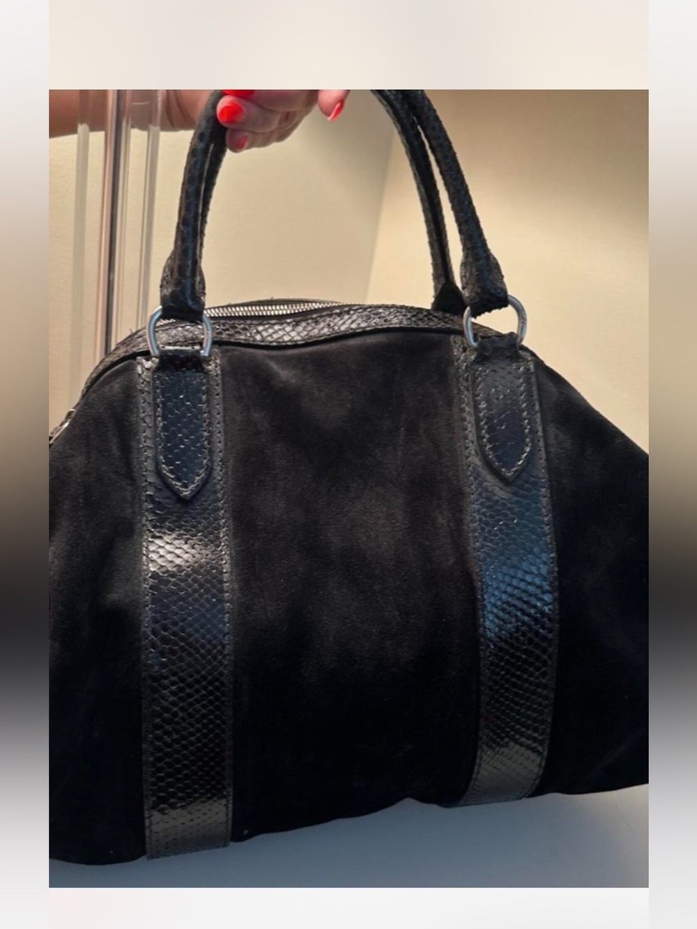 Ralph Lauren Suede Handbag with Python.